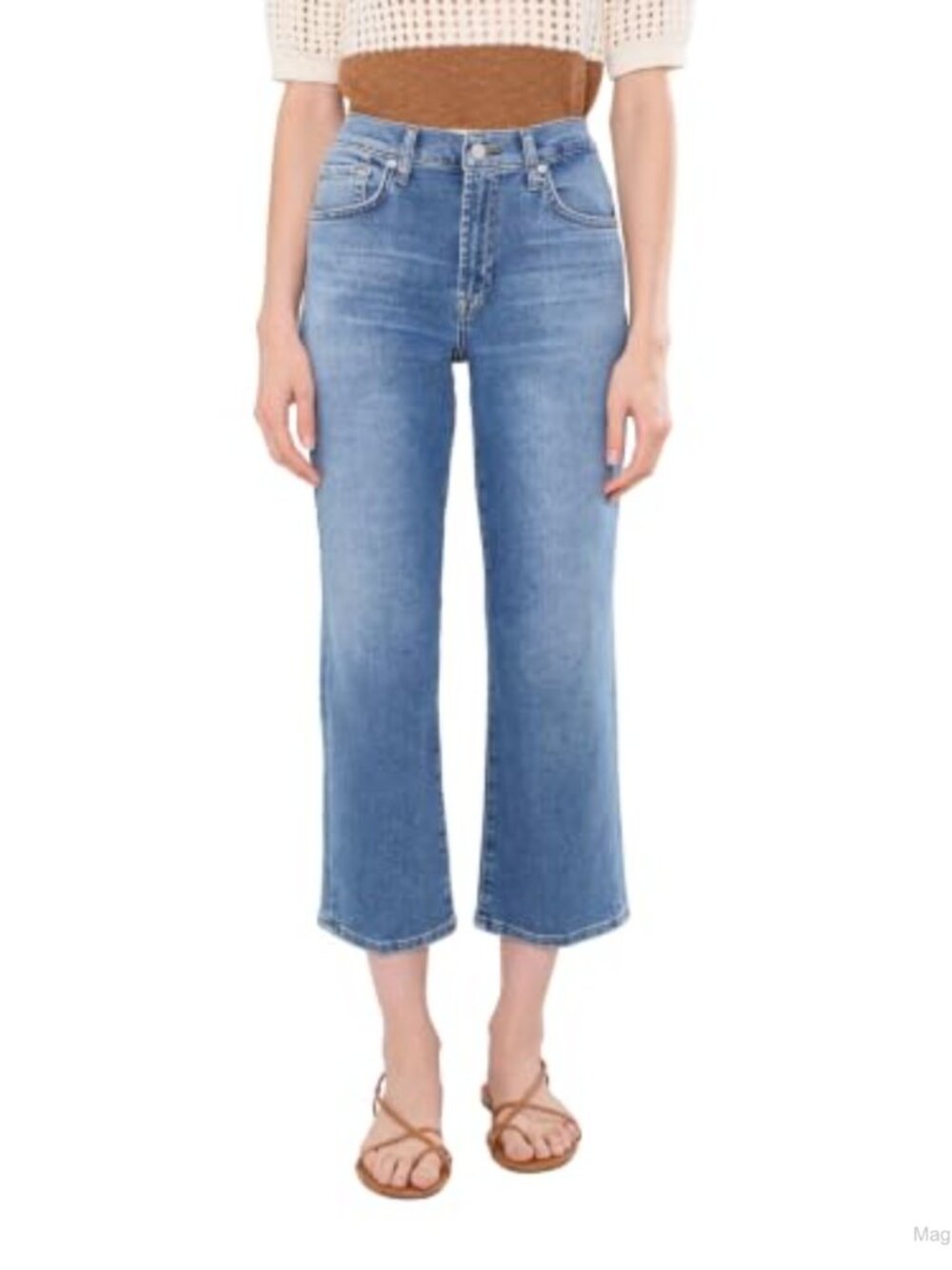 Stovepipe Straight Ankle Jeans High Rise Cotton Modal Comfort Stretch